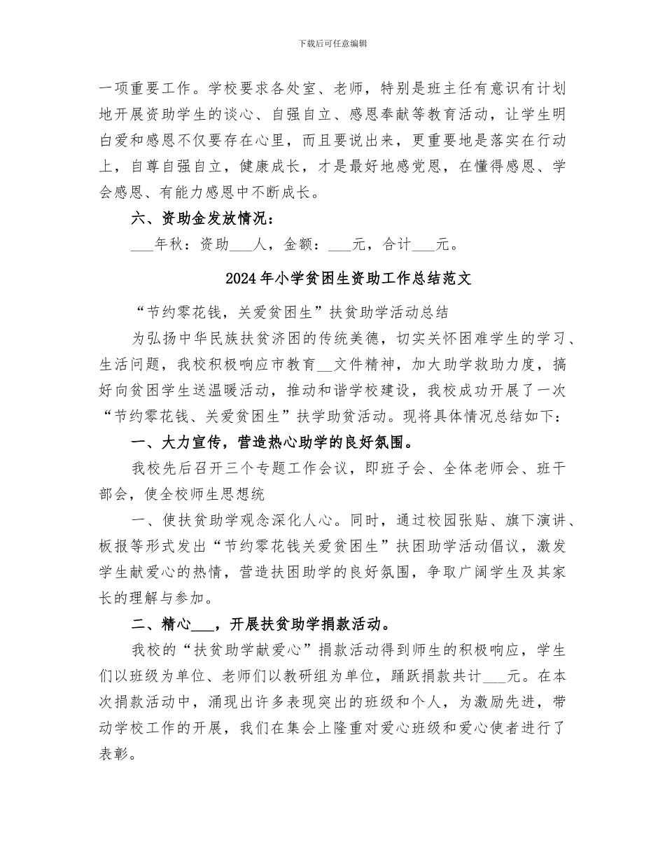2024年小学贫困生资助工作总结_第3页
