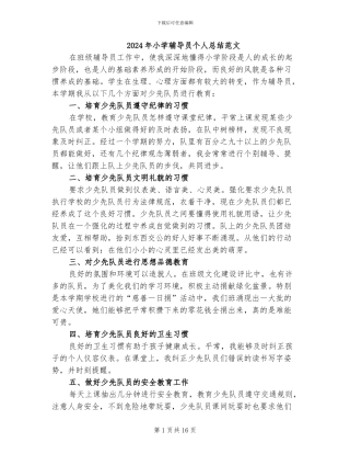 2024年小学辅导员个人总结范文