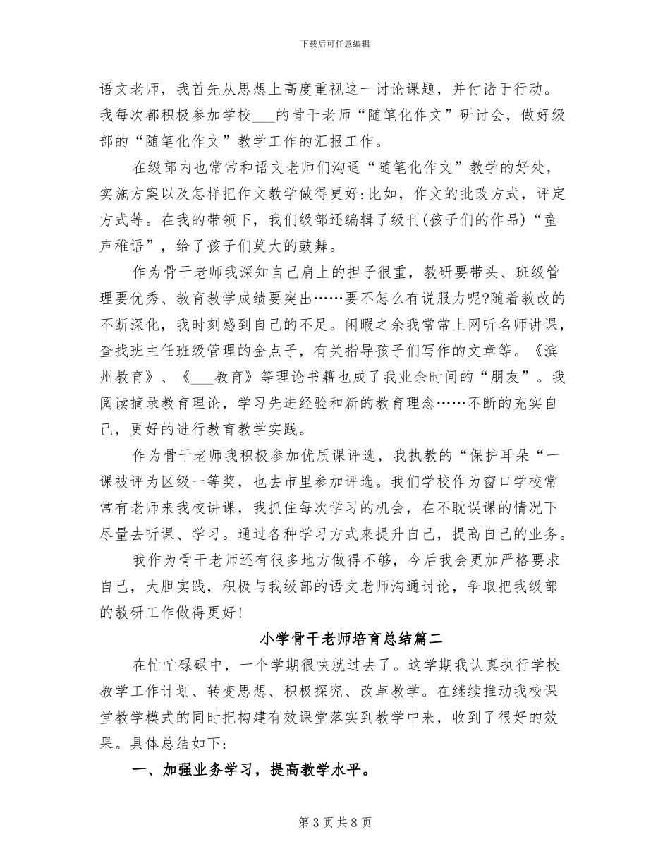 2024年小学骨干教师培养工作总结范文_第3页