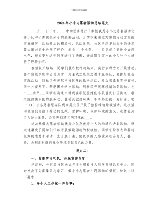 2024年小小志愿者活动总结范文