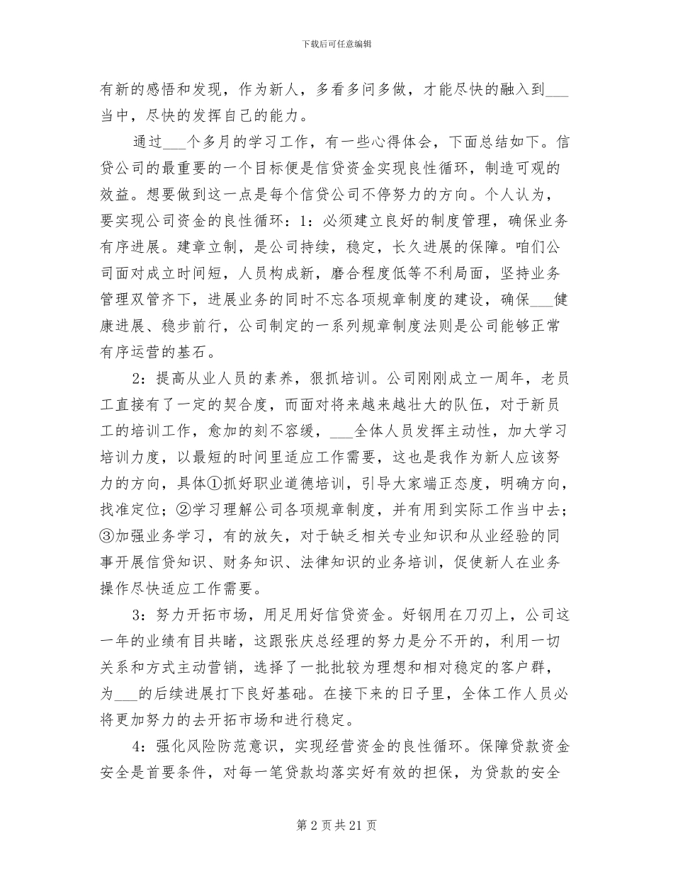 2024年小贷公司财务工作总结_第2页