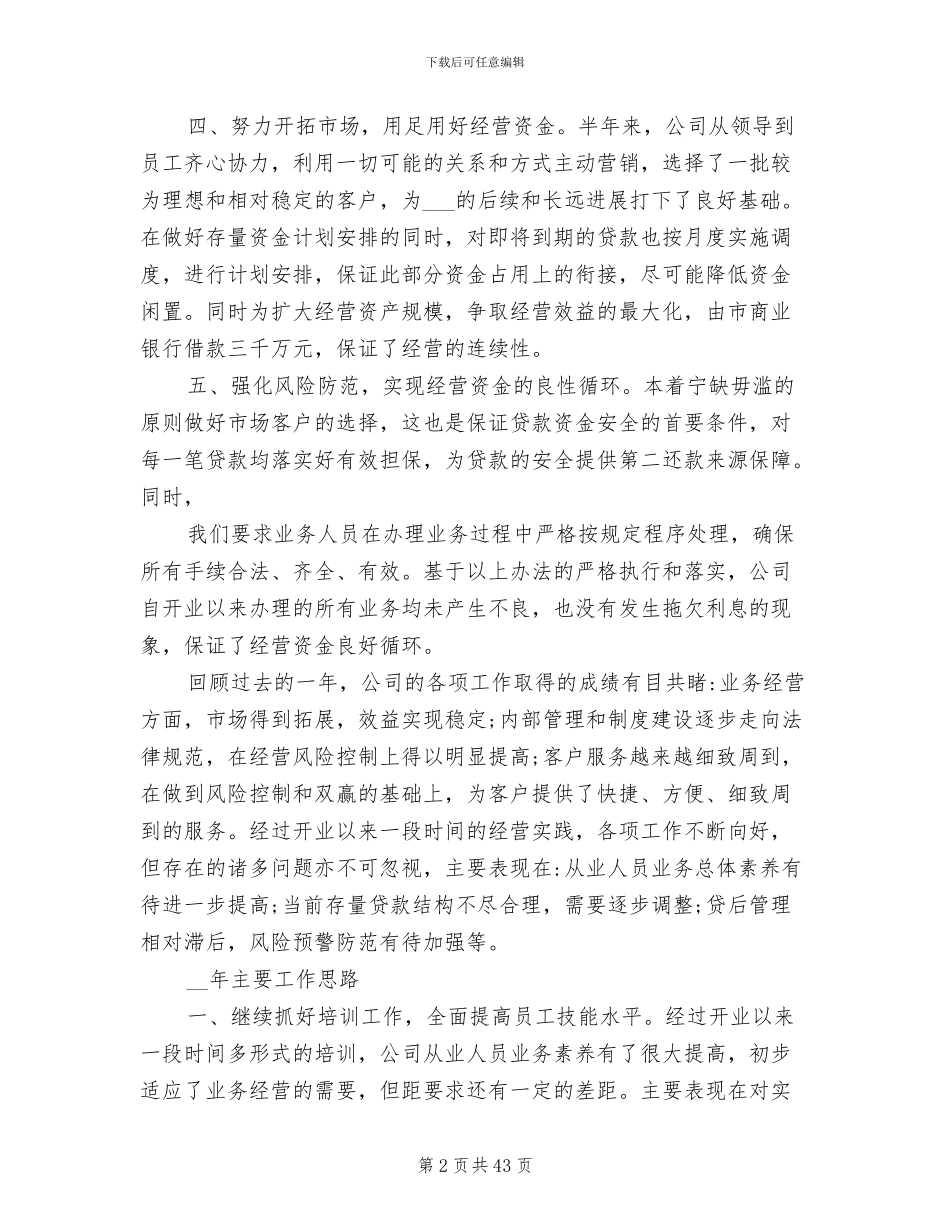 2024年小贷公司年度工作总结和计划_第2页