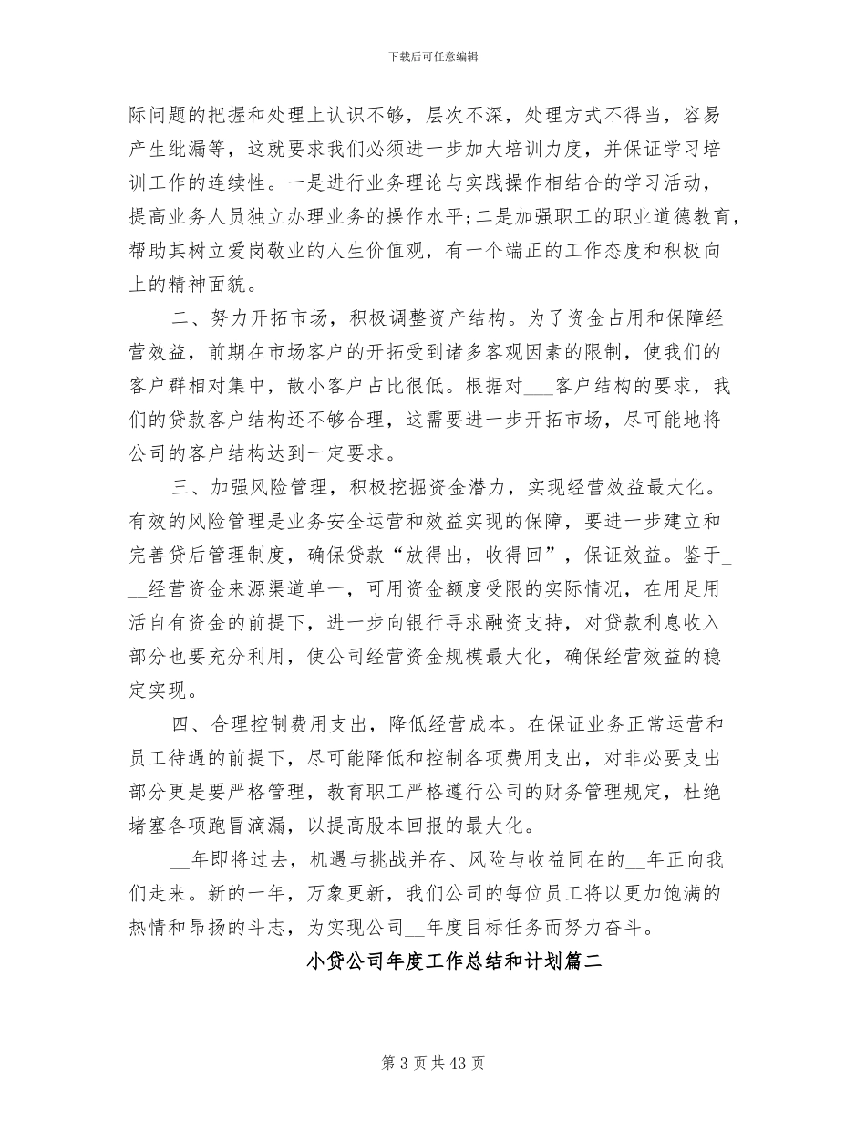 2024年小贷公司年度工作总结和计划_第3页