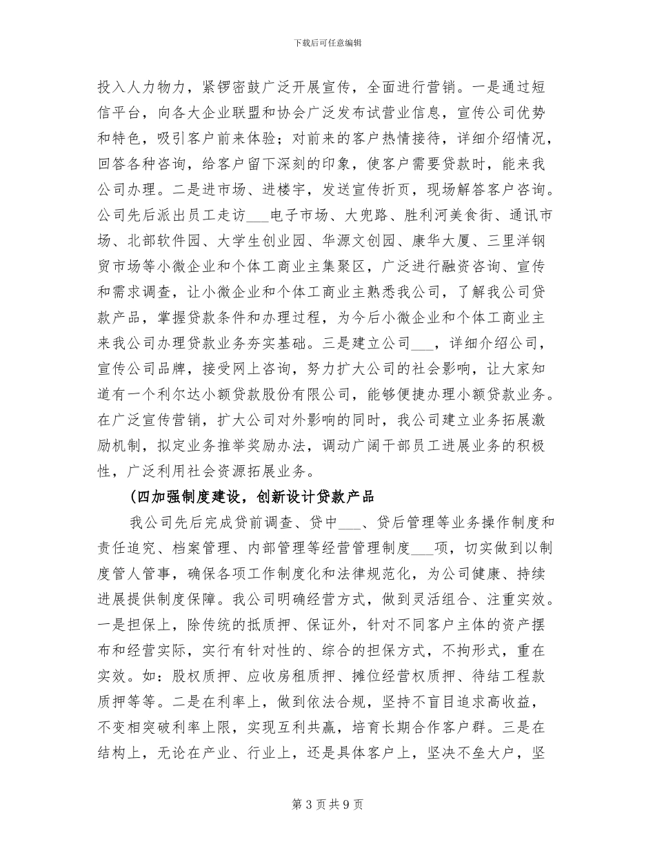 2024年小额贷款股份公司度工作总结_第3页