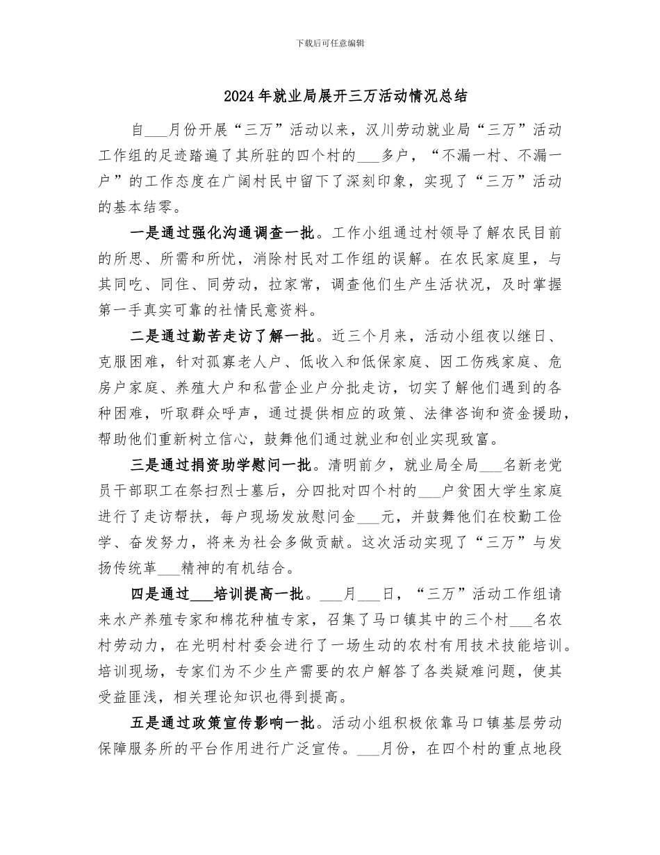 2024年就业局展开三万活动情况总结_第1页