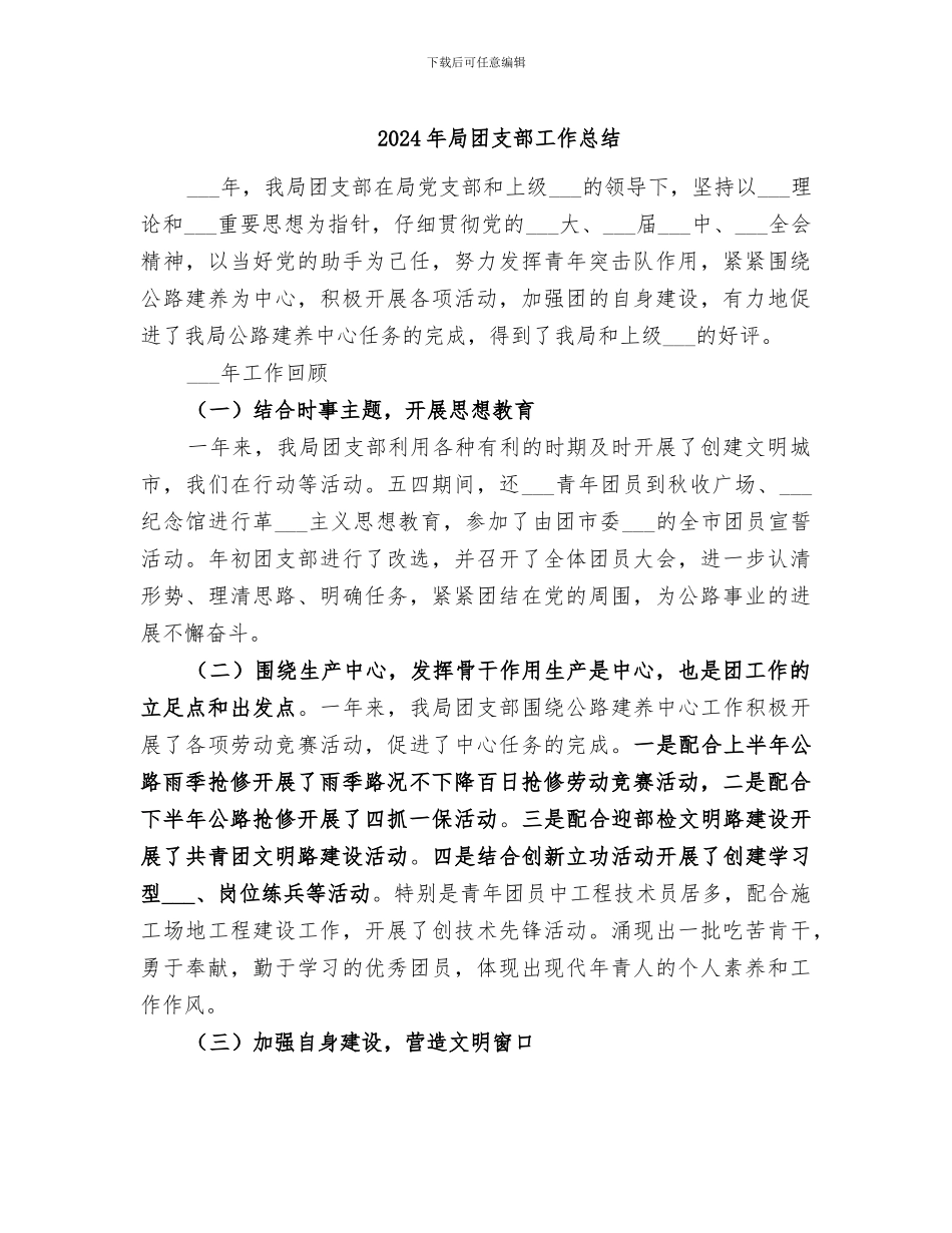 2024年局团支部工作总结_第1页