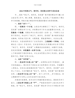 2024年局树正气、转作风、促发展主体学习活动总结