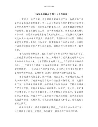 2024年巡察办干部个人工作总结