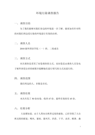 环境污染调查报告