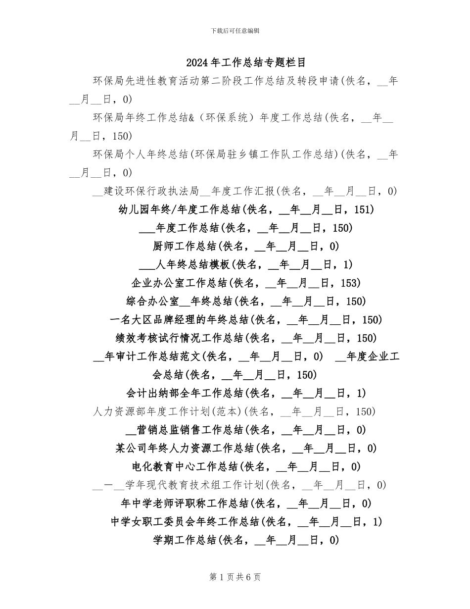 2024年工作总结专题栏目_第1页