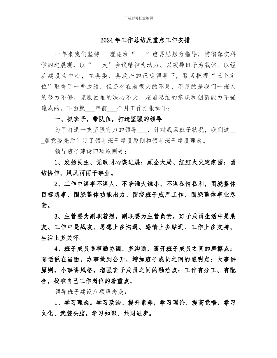 2024年工作总结及重点工作安排_第1页