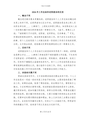 2024年工作总结和述职报告的区别