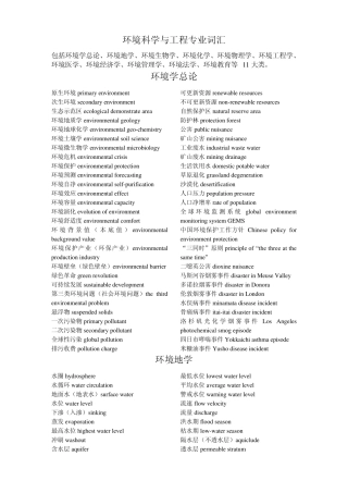 环境科学与工程专业词汇