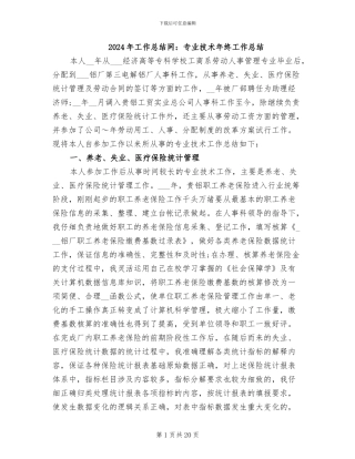 2024年工作总结网：专业技术年终工作总结