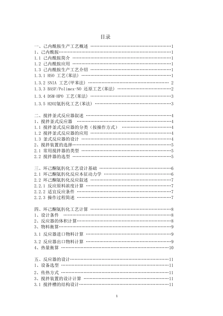 环己酮氨肟化反应器的设计_第1页