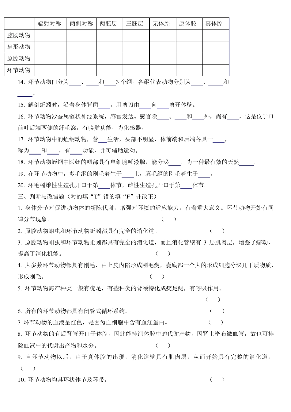 环节动物门复习题_第2页