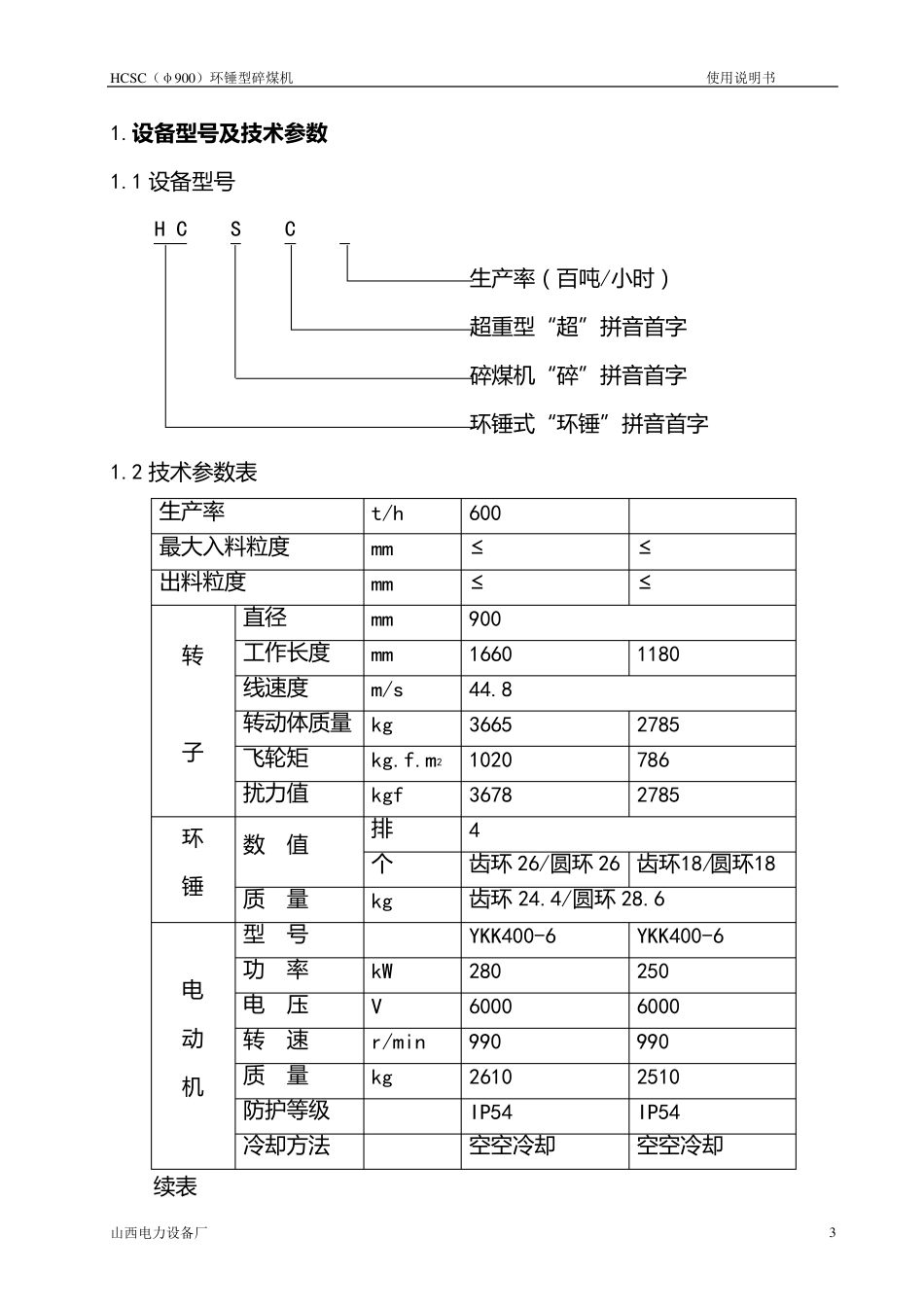 环锤式碎煤机使用说明书_第3页