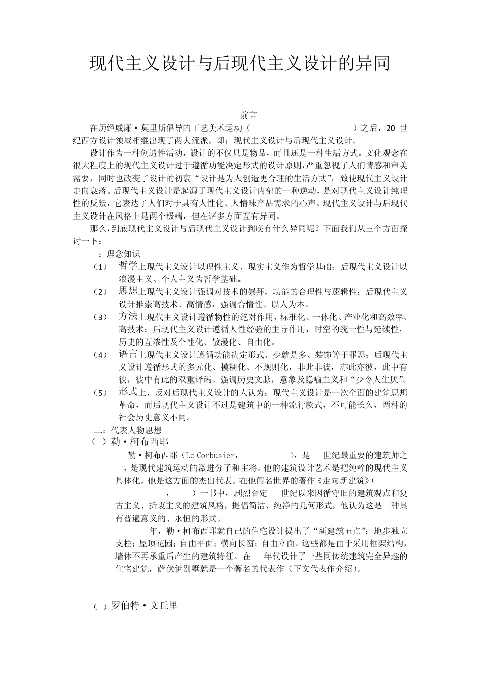 现代主义设计与后现代主义设计的异同_第1页
