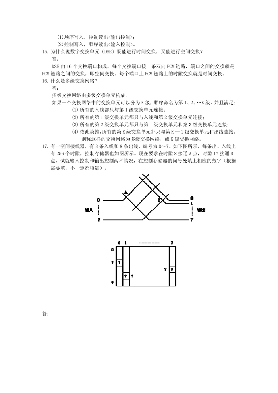 现代交换原理与技术练习题及答案(第三版金惠文电子工业出版社)_第3页