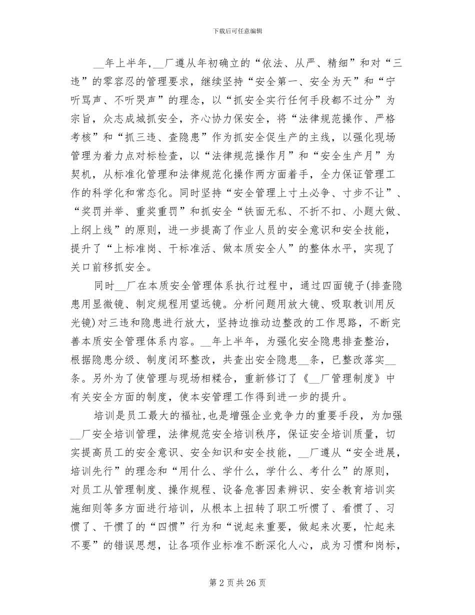 2024年工厂安全工作总结_第2页