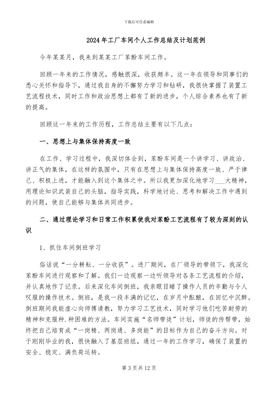 2024年工厂车间个人工作总结二_第3页