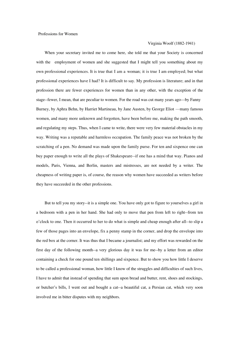 现代大学英语精读5ProfessionsforWomen中英文_第1页