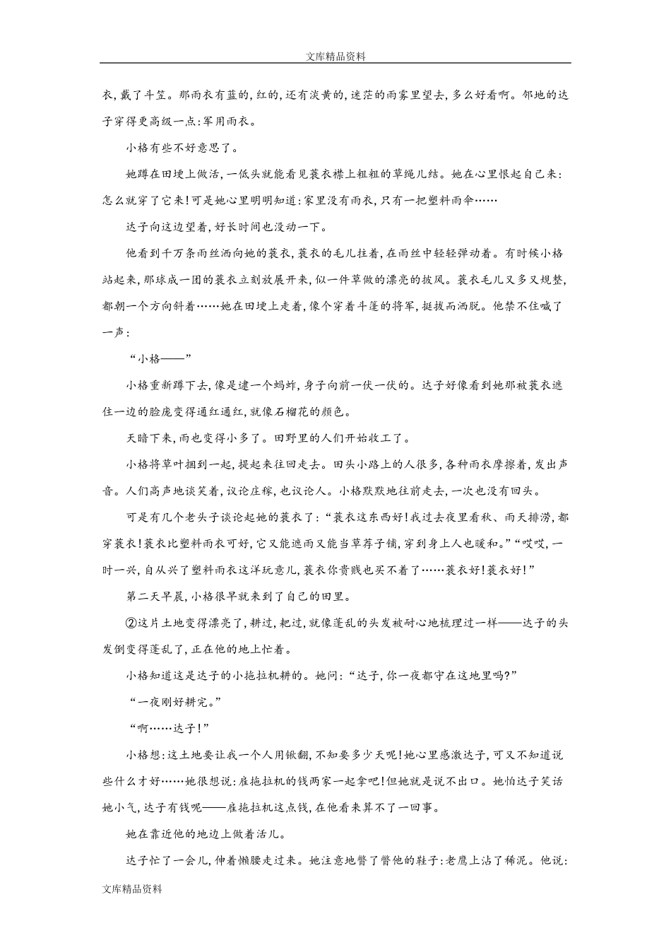 现代文阅读《蓑衣》答案详细解析_第2页