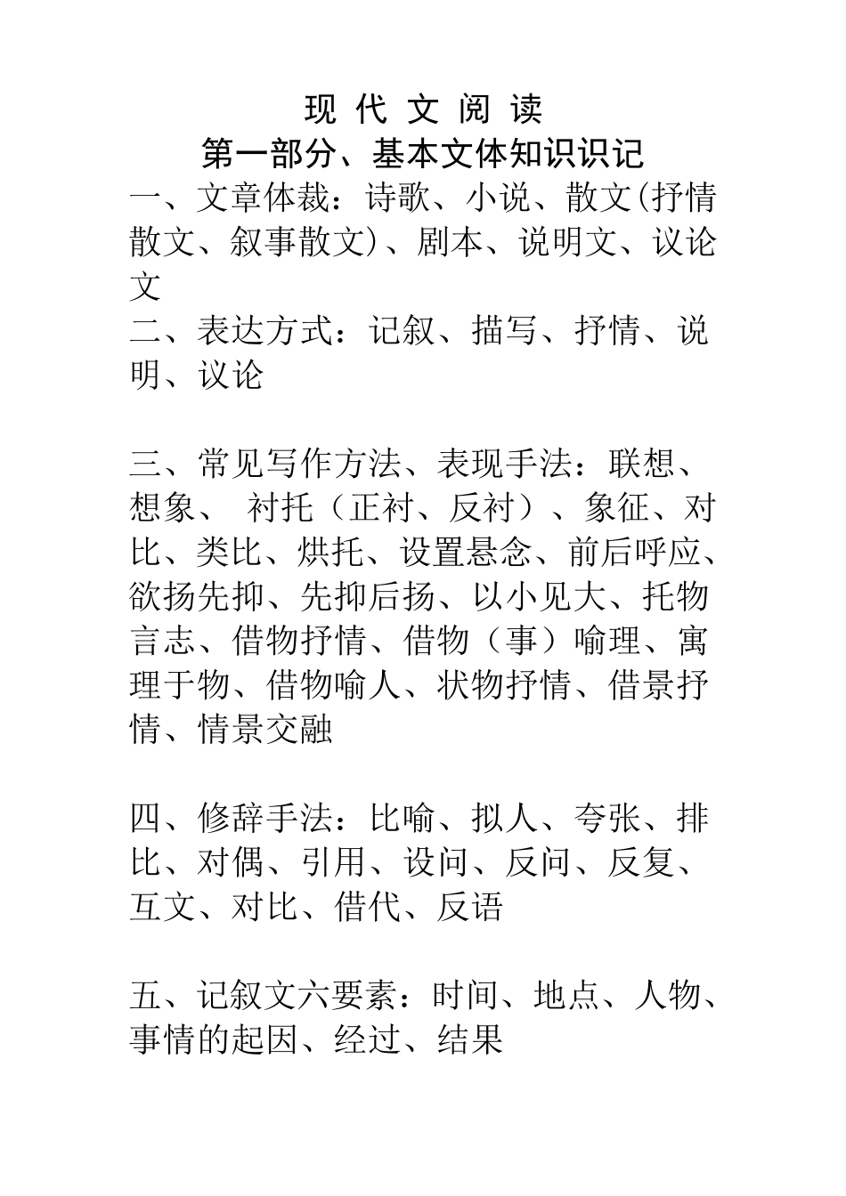 现代文阅读知识点梳理_第1页