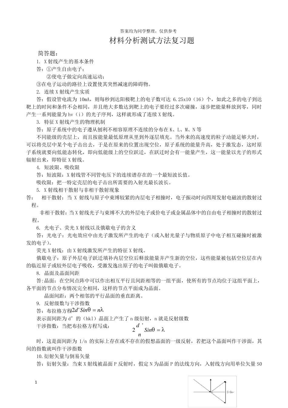 现代材料分析方法习题汇总及答案_第1页