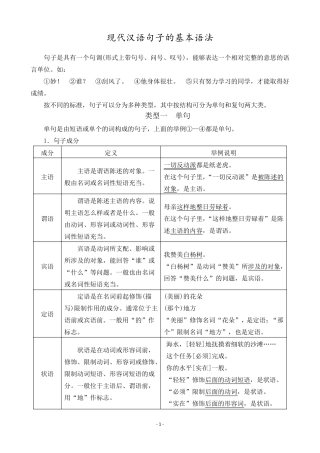现代汉语句子的基本语法