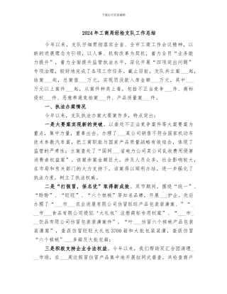 2024年工商局经检支队工作总结