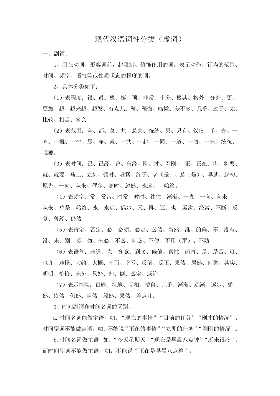 现代汉语词性分类(虚词)_第1页