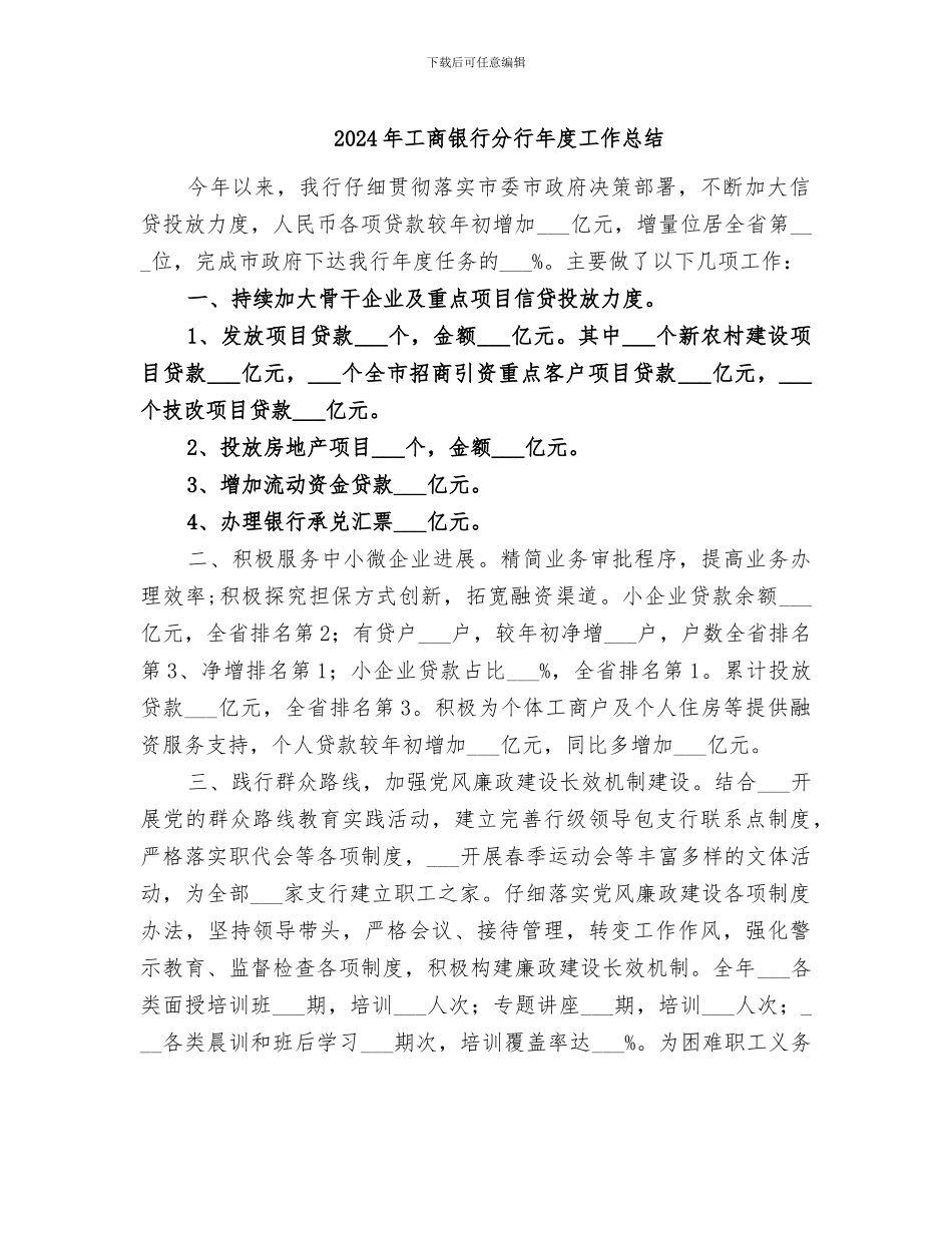 2024年工商银行分行年度工作总结_第1页