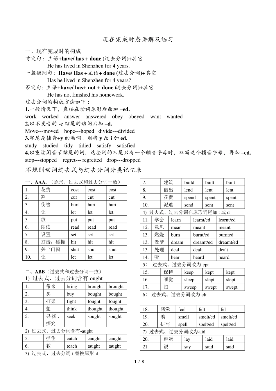 现在完成时态讲解及练习_第1页