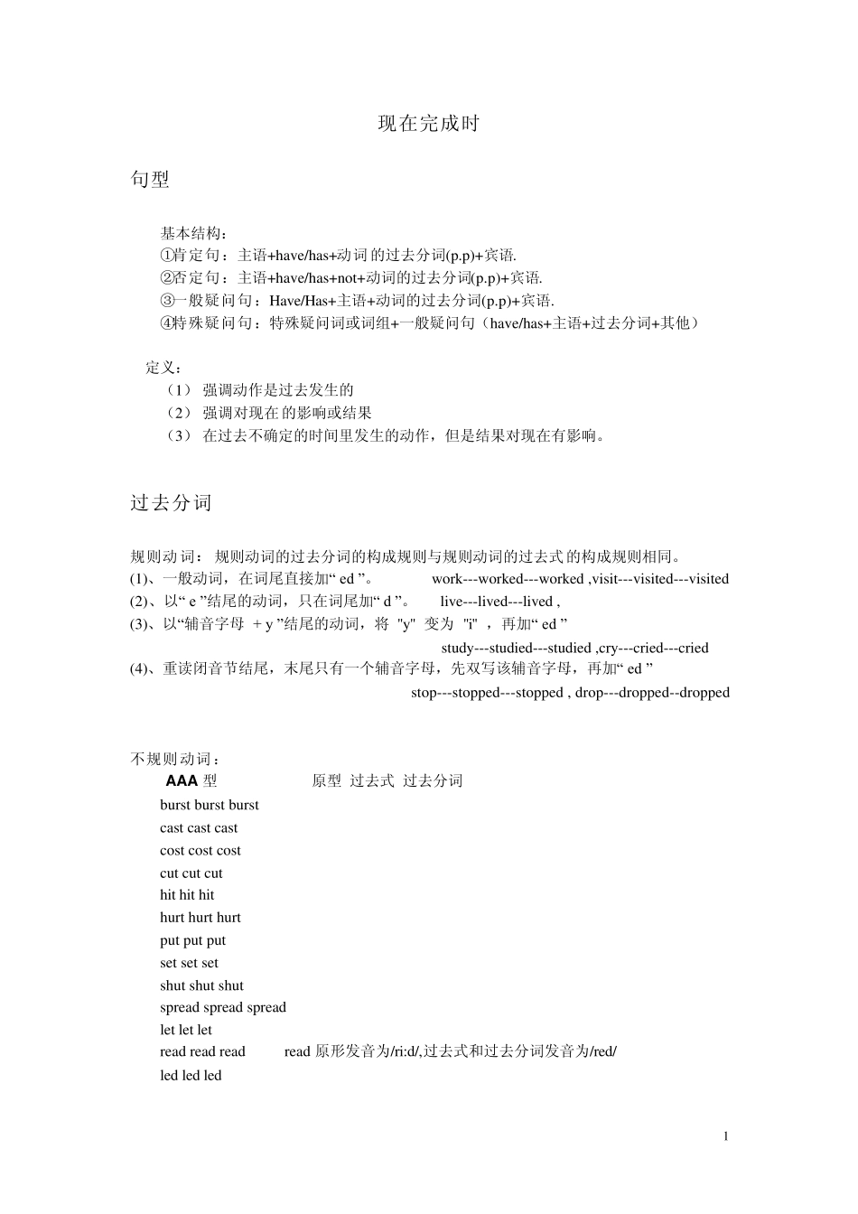 现在完成时构成用法_第1页