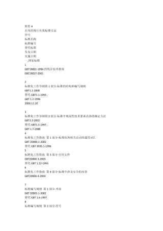 现行有效的国家及行业标准目录