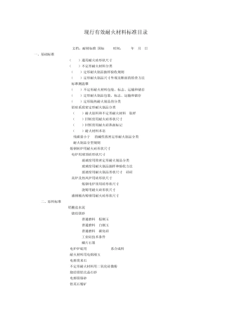 现行有效耐火材料标准目录