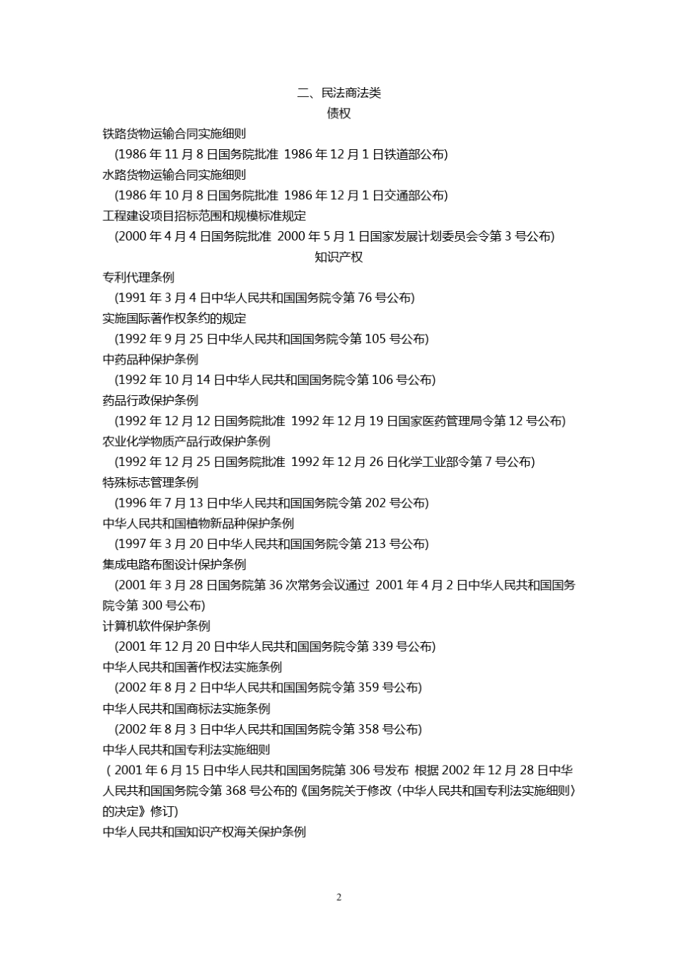 现行行政法规目录(655件)_第2页