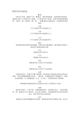 现货交易术语