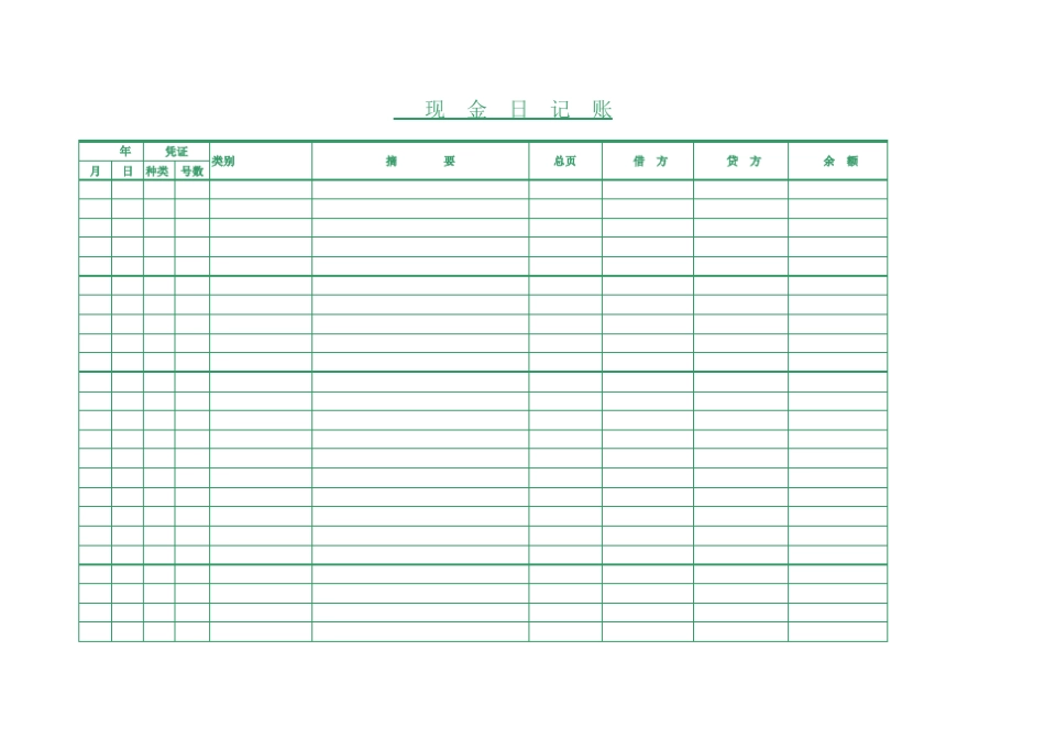 现金日记账模板(EXCEL)_第1页