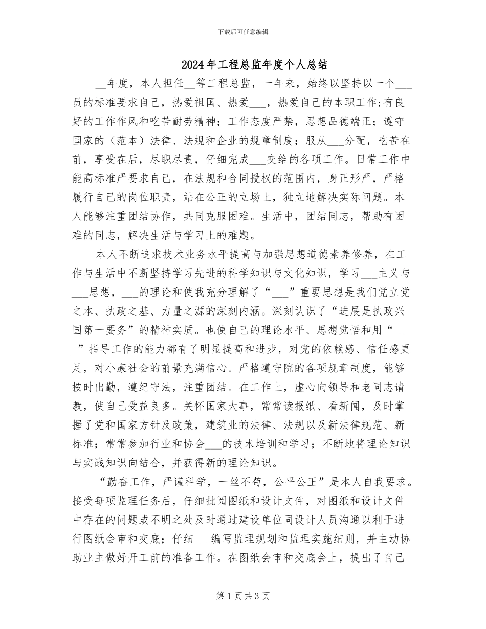 2024年工程总监年度个人总结_第1页