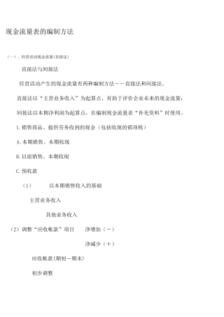 现金流量表的编制方法举例