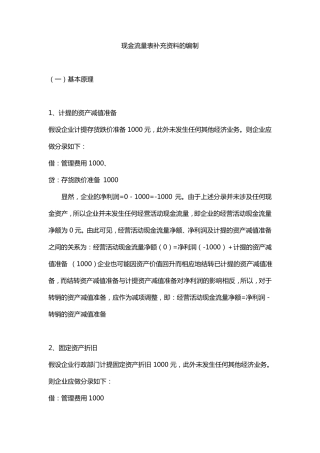 现金流量表补充资料的编制