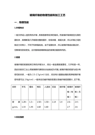 玻璃纤维的物理性能与加工工艺