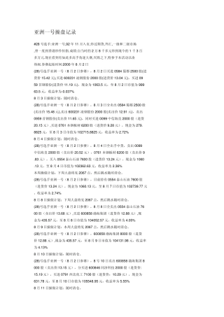 珍贵的操盘资料亚洲一号操盘记录