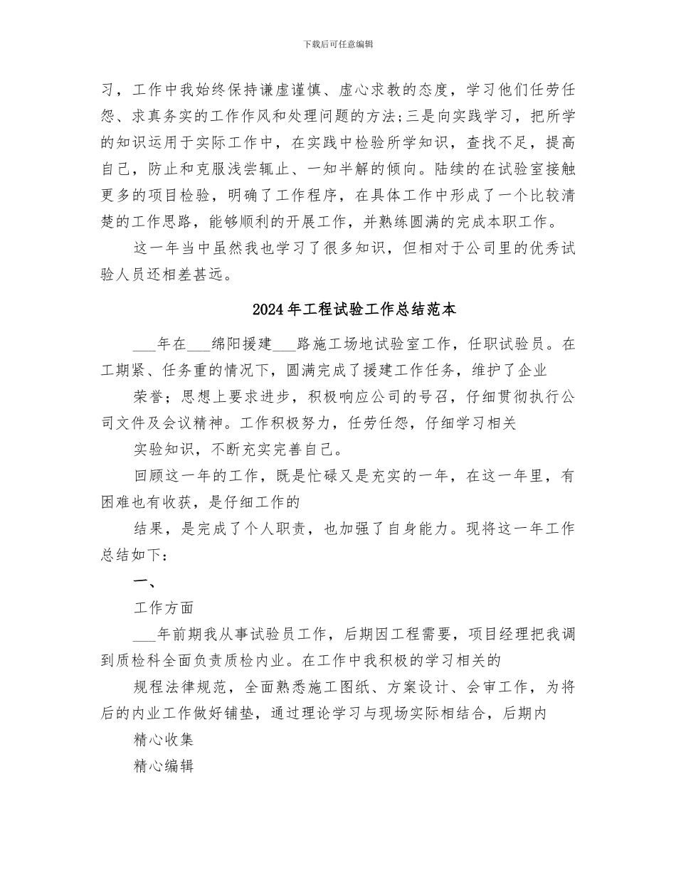 2024年工程试验工作总结范文_第2页