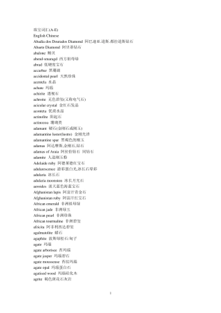 珠宝翻译词汇