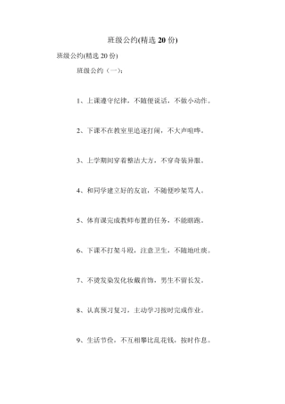 班级公约(20份)