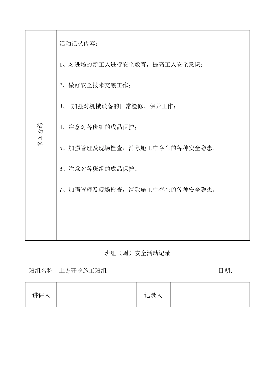 班组周安全活动记录_第2页