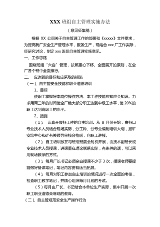 班组自主管理实施办法